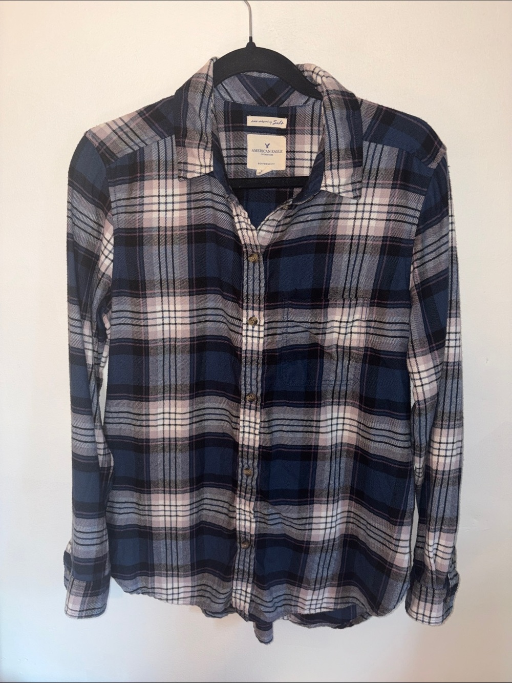American Eagle Outfitters Soft Flannel Plaid Button-Down Shirt